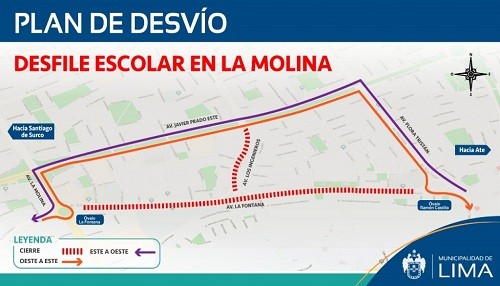 Desvíos por desfile escolar en La Molina