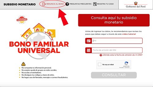 Conoce los pasos a seguir si deseas devolver el bono universal