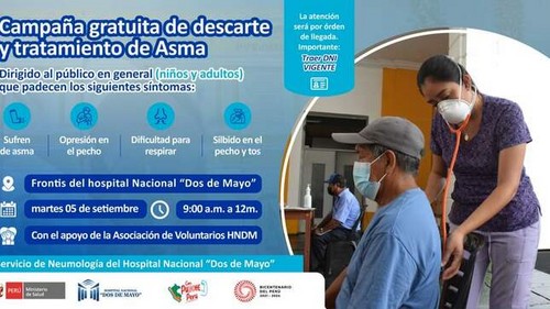 Hospital Dos de Mayo realizará campaña gratuita de descarte y tratamiento de asma