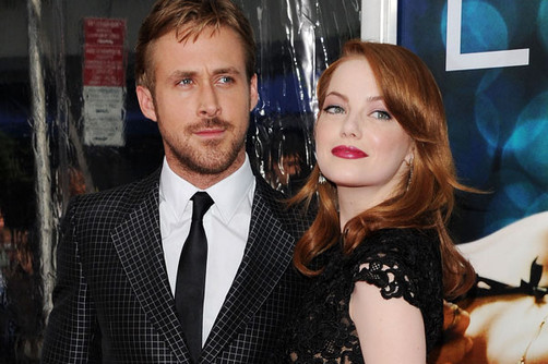 Emma Stone y Ryan Gosling en el rodaje de Gangster Squad