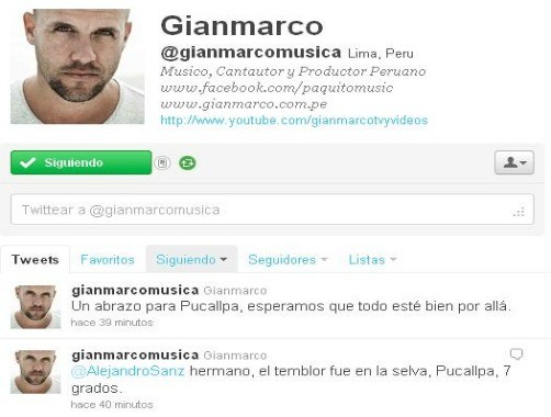 Gianmarco manda mensaje a Pucallpa tras sismo