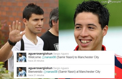 Sergio Agüero dió la bienvenida a Nasri al M. City a través de Twitter