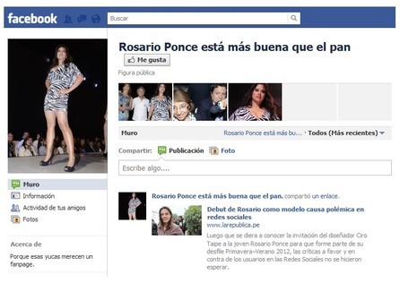 En Facebook: crean página 'Rosario Ponce está más buena que el pan'