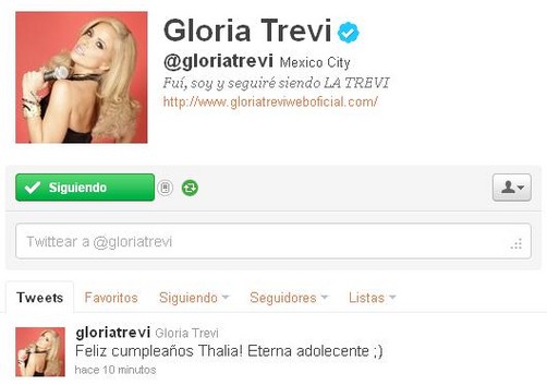 Gloria Trevi saluda a Thalía por su cumpleaños en Twitter