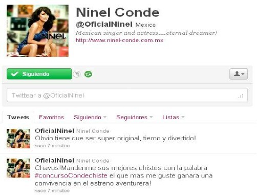 Ninel Conde realiza concurso en Twitter