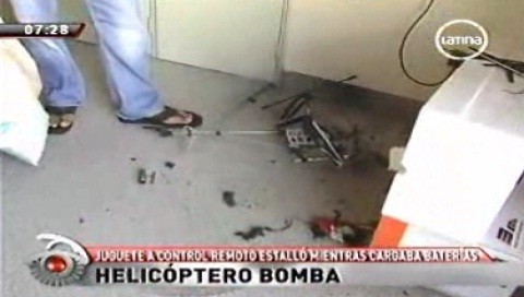 Helicóptero de juguete explotó en el domicilio de un menor
