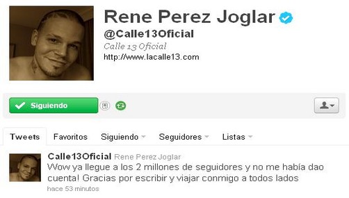 Calle 13 celebra sus más dos millones de seguidores en Twitter