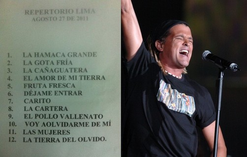 Carlos vives anuncia 'el menú de la noche'