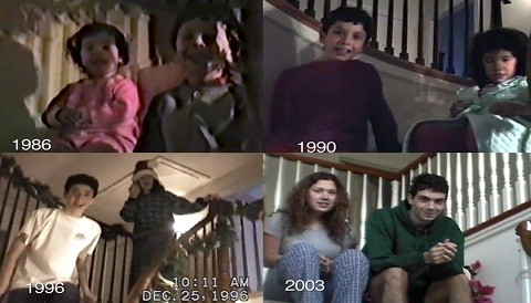 Video: Padre grabó a sus hijos bajando las escaleras en Navidad durante 25 años