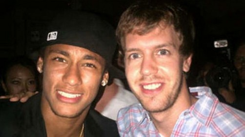Neymar se encontró con Vettel y le pidió una fotografía en discoteca brasileña