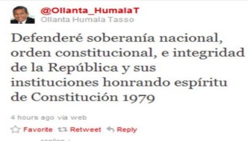 Humala jura que honrará la Constitución de 1979