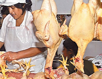 Ofrecen pollos inflados con aire en La Victoria