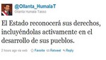 Ollanta Humala saludó a mujeres indígenas vía Twitter