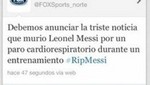 Cadena Fox Sports Norte anunció por error muerte de Lionel Messi