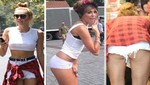 [FOTOS] Miley Cyrus posó con ligeras prendas en plena calle