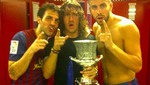 Gerard Piqué celebró Supercopa con Carles Puyol y Cesc Fábregas