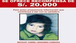 Se anunció recompensa de S/.20 mil para dar con paradero de niña secuestrada en Hospital Loayza