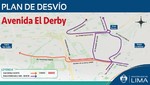 Realizarán desvío temporal por trabajos complementarios en Av. El Derby