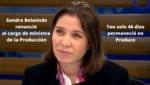 Sandra Belaúnde da un paso al costado: deja el cargo de ministra de la Producción
