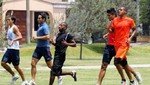 Ex jugadores de la San Martín entrenaron en un parque