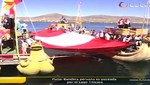 Puno: Bandera gigante surcó el lago Titicaca