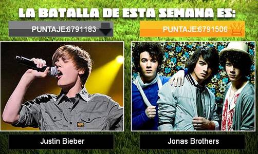 Justin Bieber y los Jonas Brothers luchan en la final de la Copa MTV Justin Bieber y los Jonas Brothers luchan en la final de la Copa MTV