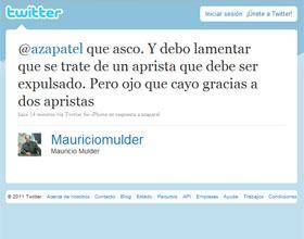 En su cuenta de Twitter,  Mauricio Mulder lanza critica al encuentro del ex viceministro aprista detenido