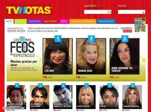 'TVNotas USA' lanza votación para elegir a los famosos más feos