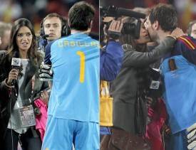 Sara Carbonero dió un beso a Iker Casillas en el Mundial Sara Carbonero dió un beso a Iker Casillas en el Mundial