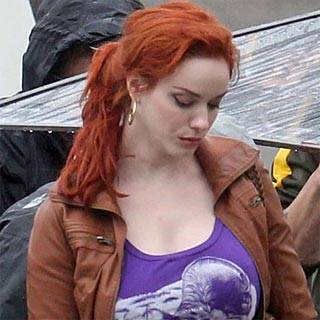 Christina Hendricks en el rodaje de Drive