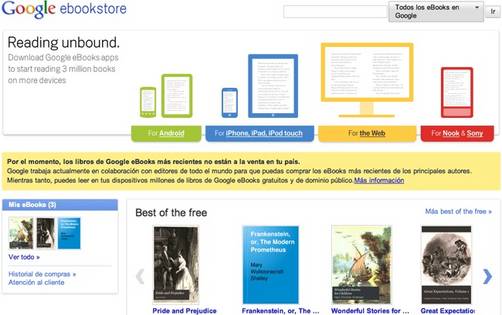 Google eBooks es la tienda de libros electrónicos de Google