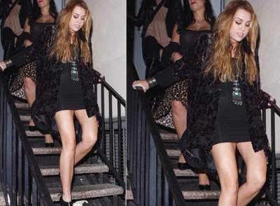 Miley Cyrus se luce con una falda muy corta
