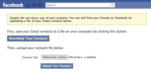 Facebook encuentra otra forma para importar los contactos de Google/GMail