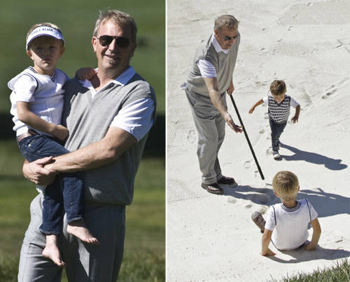Kevin Costner al golf con sus hijos por buena causa