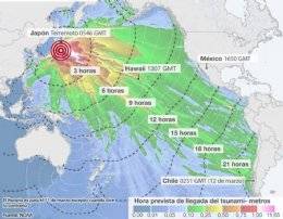 Terremoto Japón: La ruta del tsunami hacia América