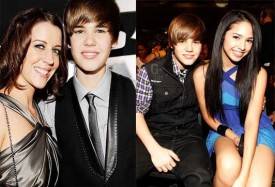 Justin Bieber entre su madre y Jasmin Villegas