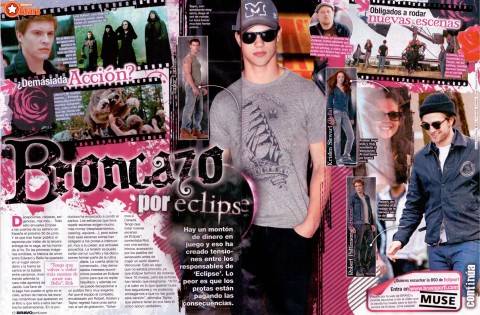 Robert Pattinson, Kristen Stewart y Taylor Lautner en el rodaje de 'Eclipse' en revista 'Bravo'