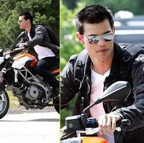 Taylor Lautner maneja una motocicleta en su nueva película Taylor Lautner maneja una motocicleta en su nueva película