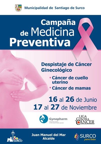 MUNICIPIO DE SURCO REALIZARÁ DESPISTAJE GRATUITO DE CÁNCER GINECOLÓGICO MUNICIPIO DE SURCO REALIZARÁ DESPISTAJE GRATUITO DE CÁNCER GINECOLÓGICO
