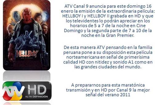 ATV anuncia las películas grabadas en HD HellBoy I y II para este domingo
