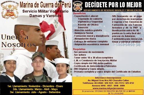 Servicio Militar en la Marina de Guerra del Perú