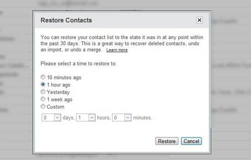 Gmail ahora permite restaurar contactos al estilo 'Time Machine'