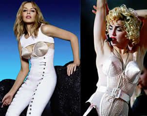 Kylie Minogue recrea el popular sostén de conos de Madonna