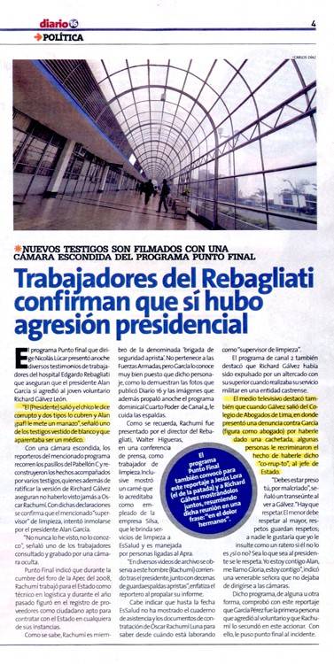 Diario 16: Trabajadores del Rebagliati confirman que sí hubo agresión presidencial