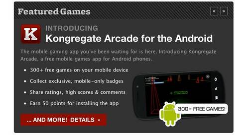 Google elimina Kongregate Arcade del Android Market
