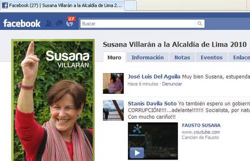 Susana Villarán tiene 16 mil seguidores en Facebook