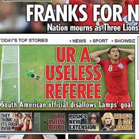 Inglaterra: El arbitro uruguayo y su selección en la mira de la crítica. Inglaterra: El arbitro uruguayo y su selección en la mira de la crítica.