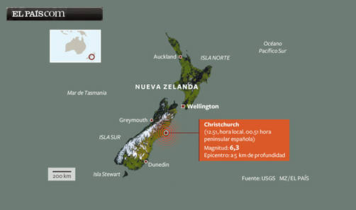 Un terremoto deja al menos 65 muertos en Nueva Zelanda