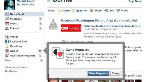 Facebook modifica las alertas de sus juegos para que sean menos intrusivas