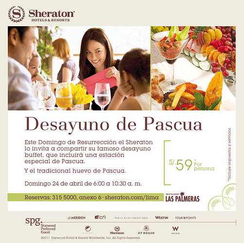 Celebre el Domingo de Pascua, desayunando en Sheraton Lima